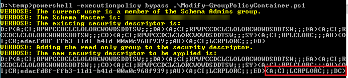 Group-Policy-Container DefaultSecurityDescriptor - Before Change