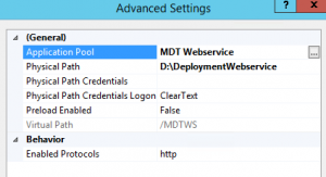 MDTWS Application Advanced Settings