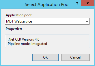 MDTWS Application setting Application Pool